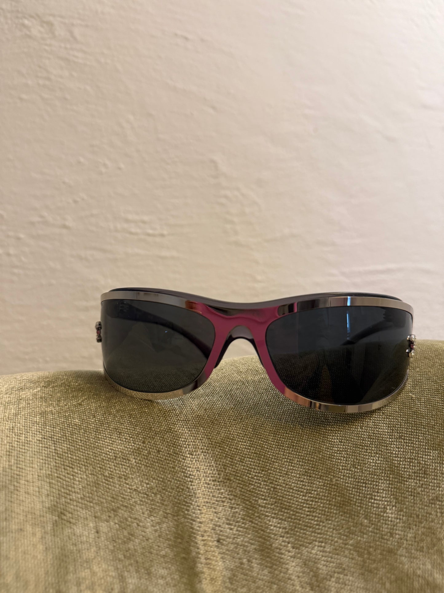 CHANEL silver shield sunglasses