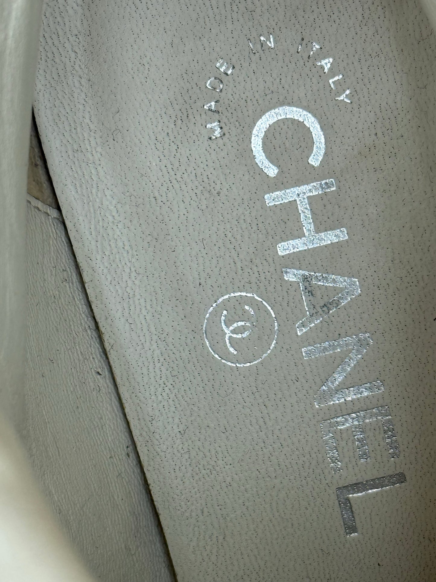 CHANEL logo boots