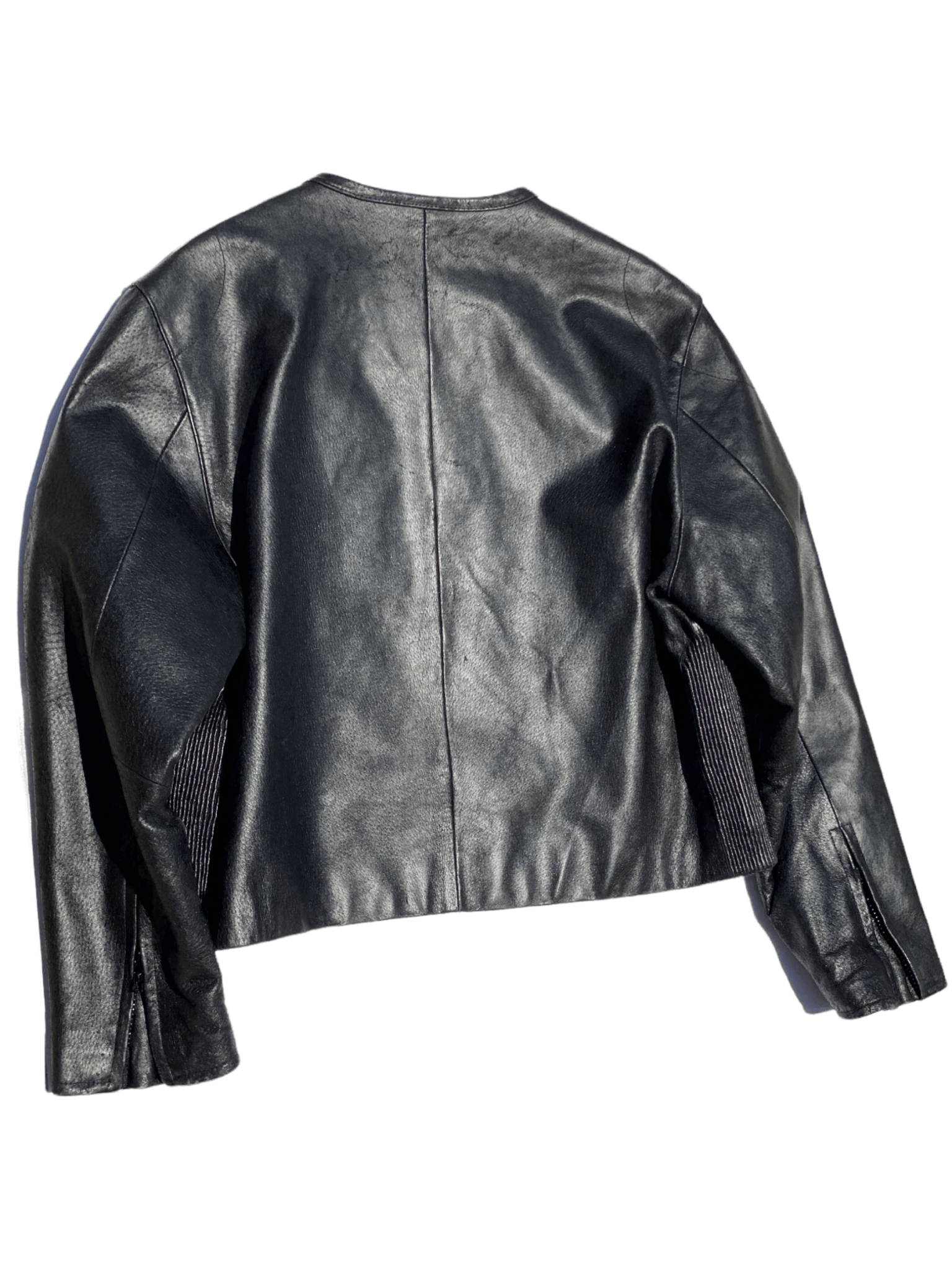 BLACK leather vintage jacket - six__pistols designer fashion items