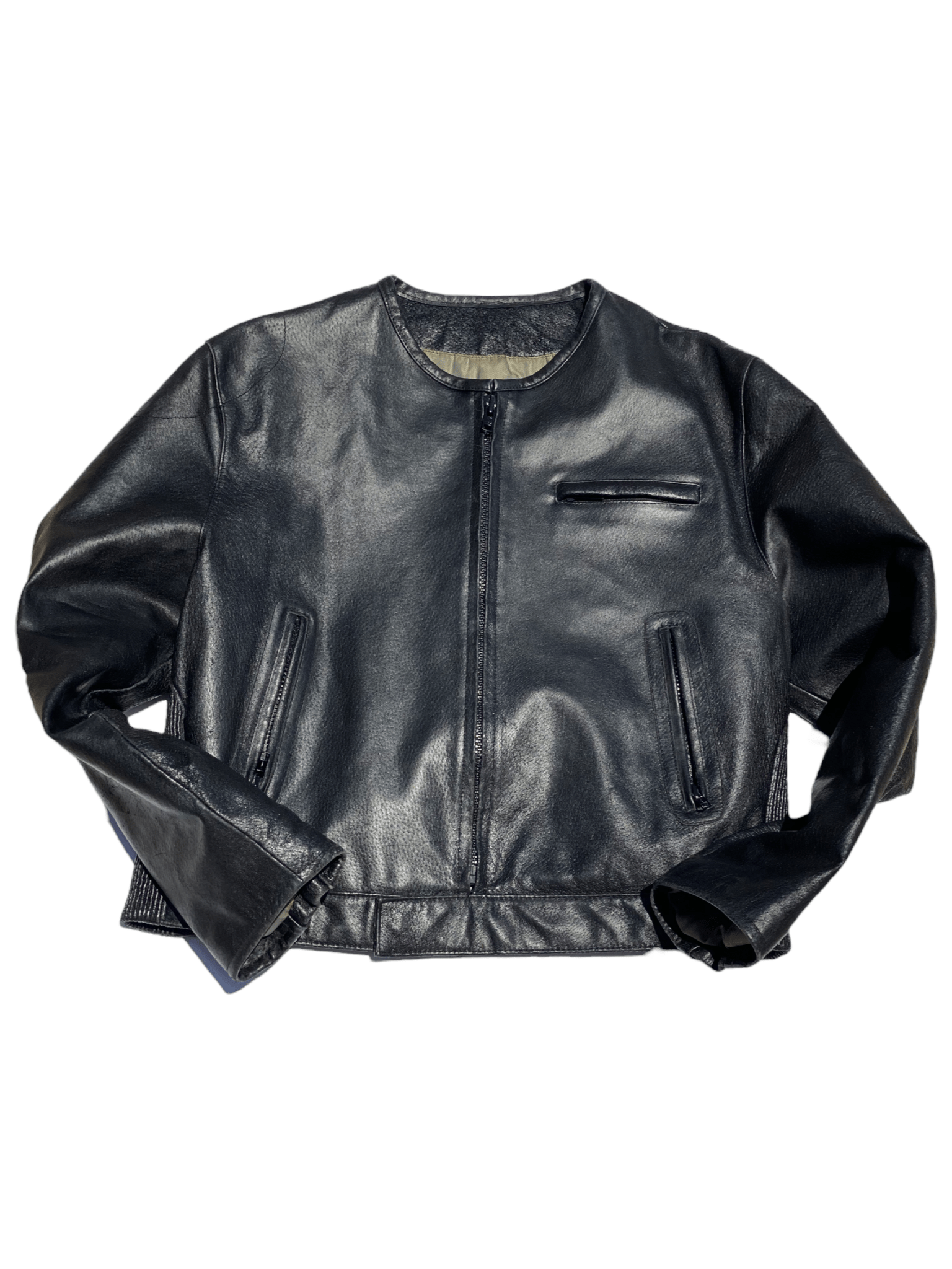 BLACK leather vintage jacket - six__pistols designer fashion items
