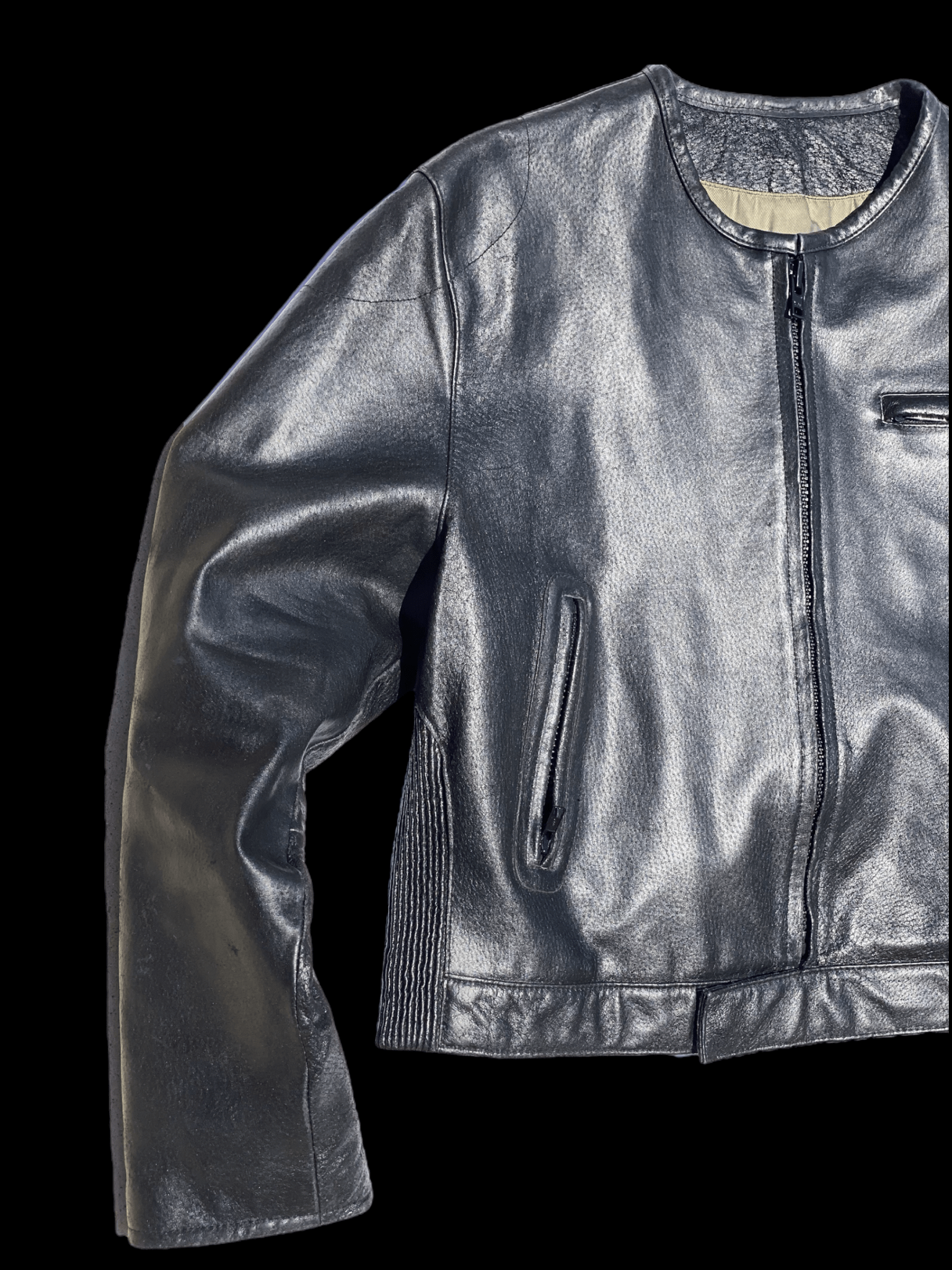 BLACK leather vintage jacket - six__pistols designer fashion items