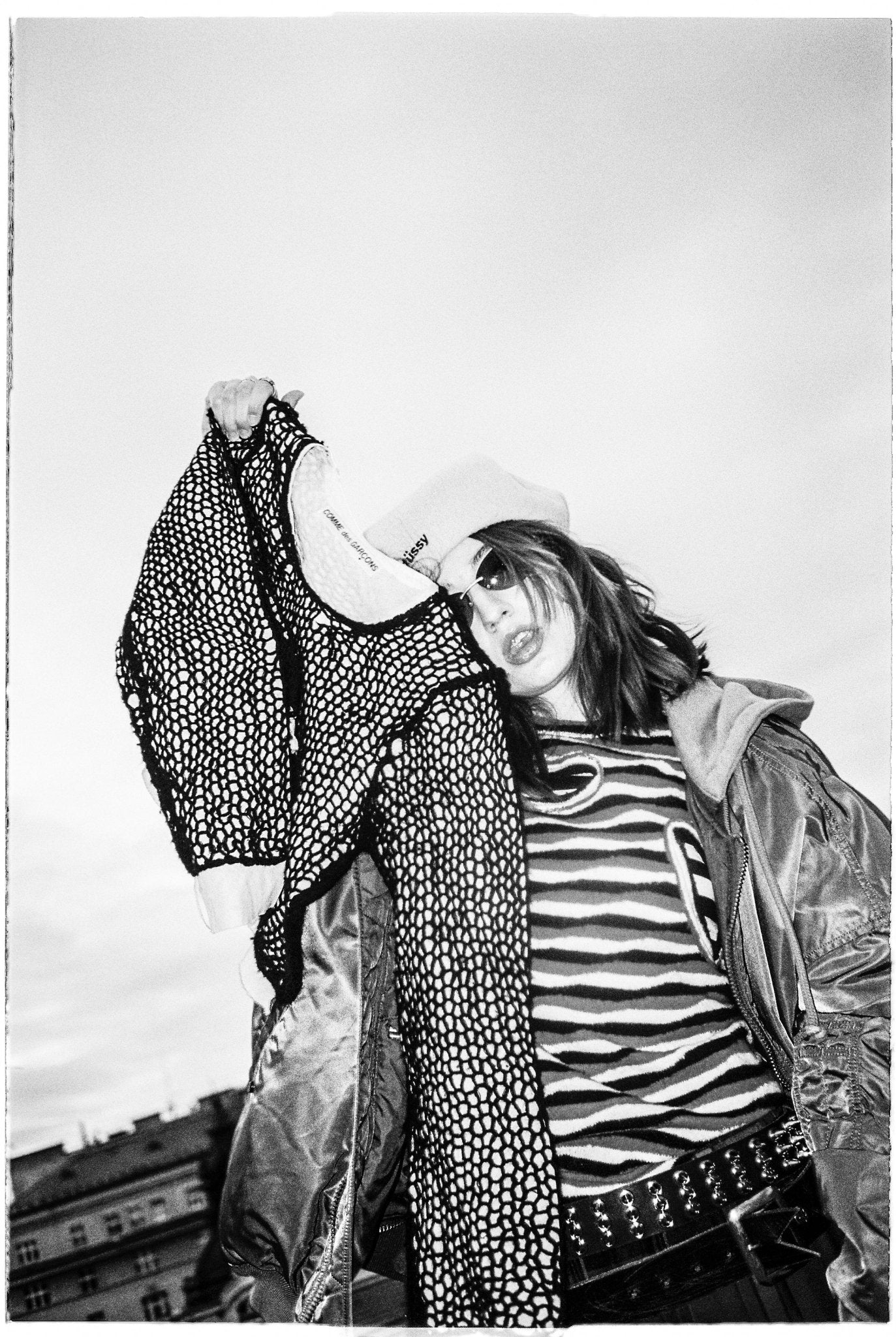 COMME DES GARÇONS cropped mesh sweater - six__pistols designer fashion items