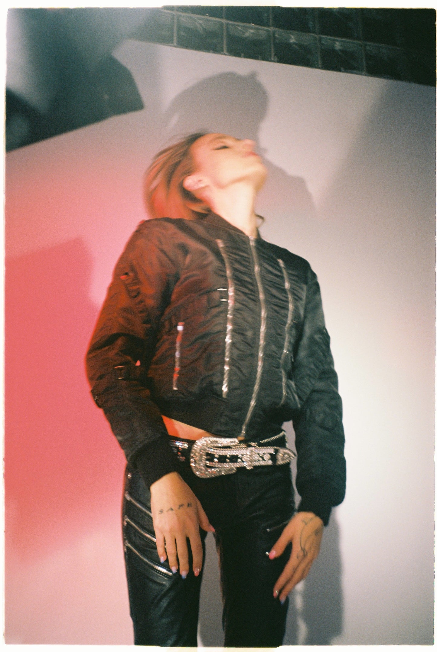 SAINT LAURENT bondage bomber jacket