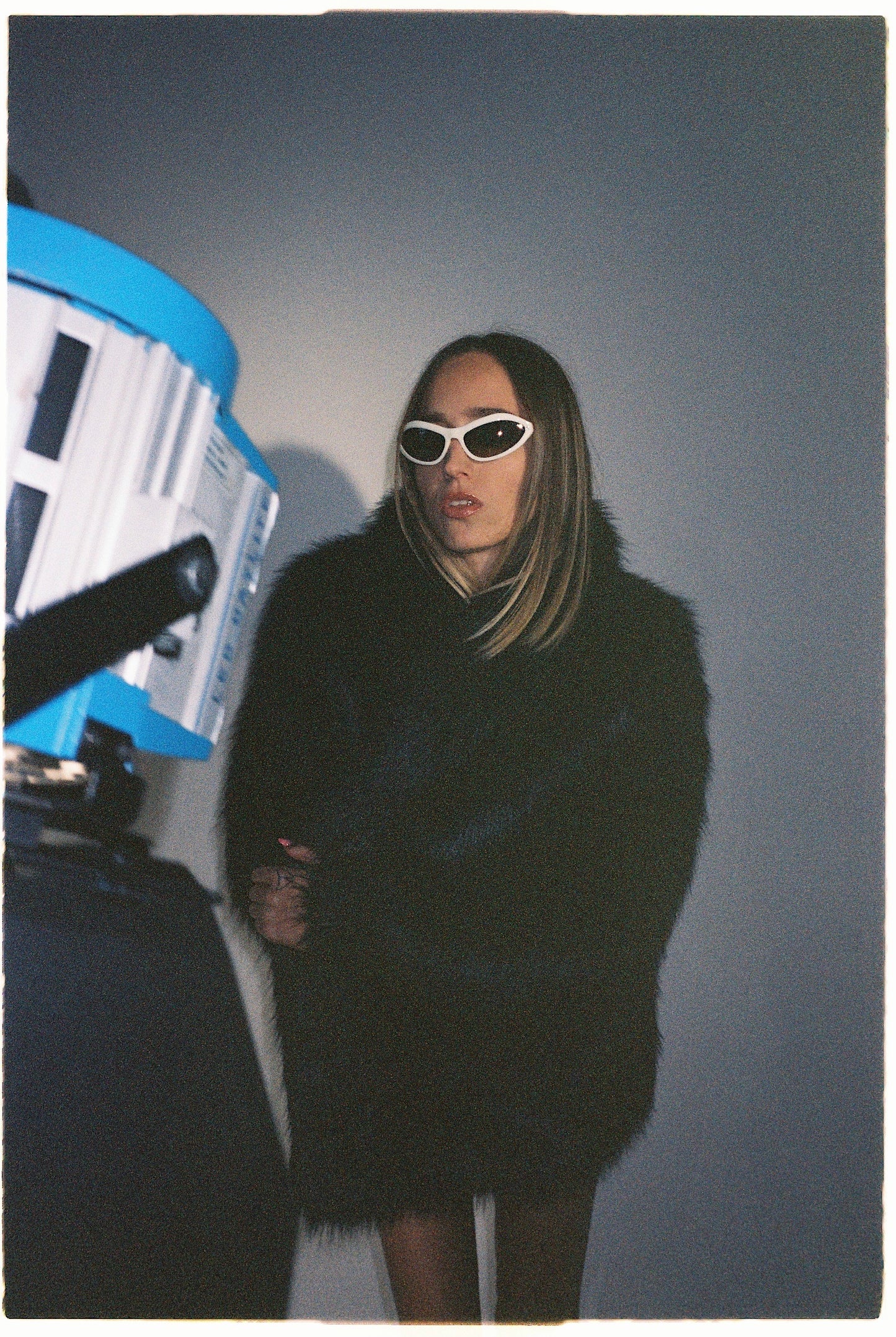 OFF_ WHITE faux fur coat