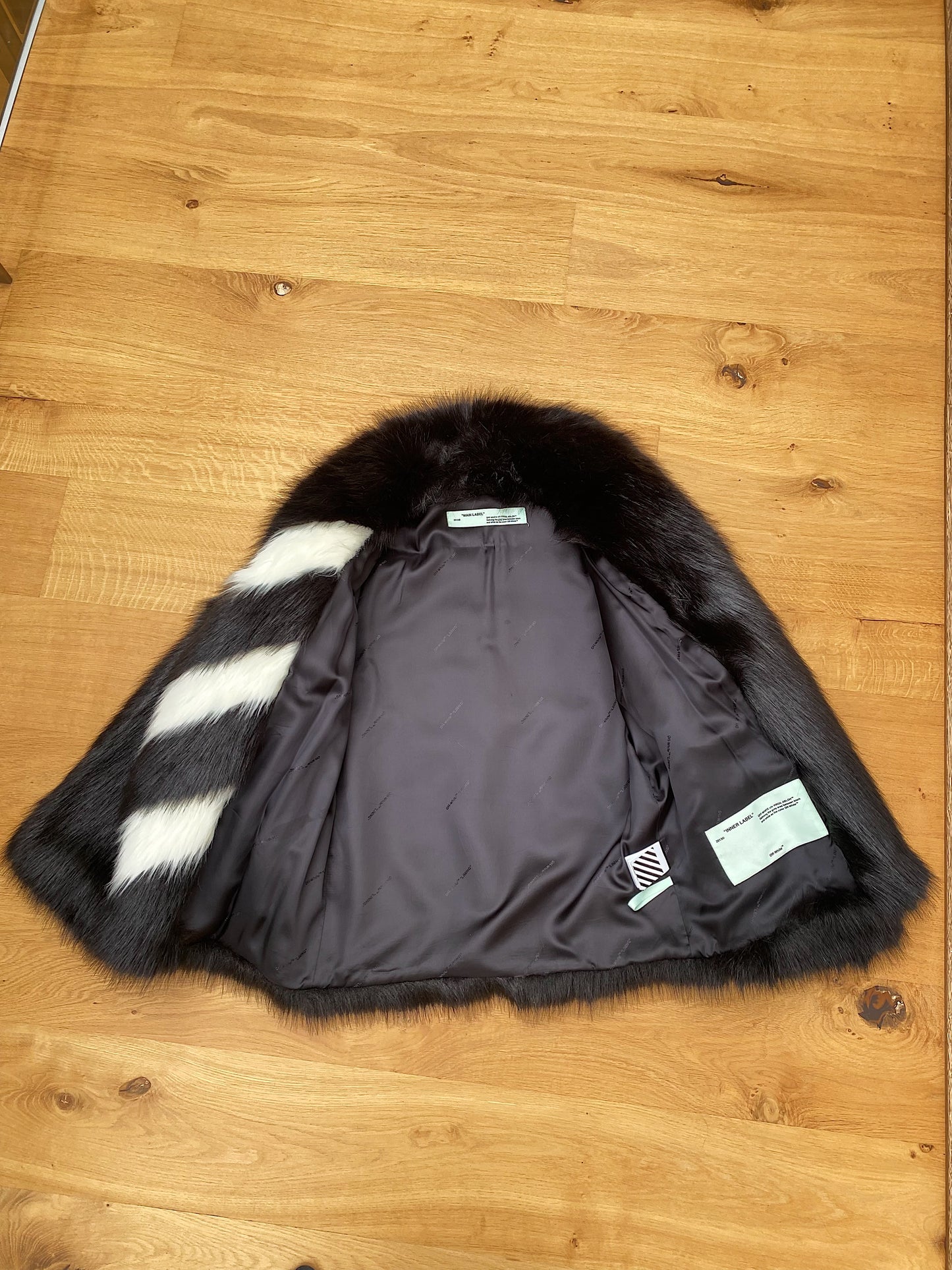 OFF_ WHITE faux fur coat
