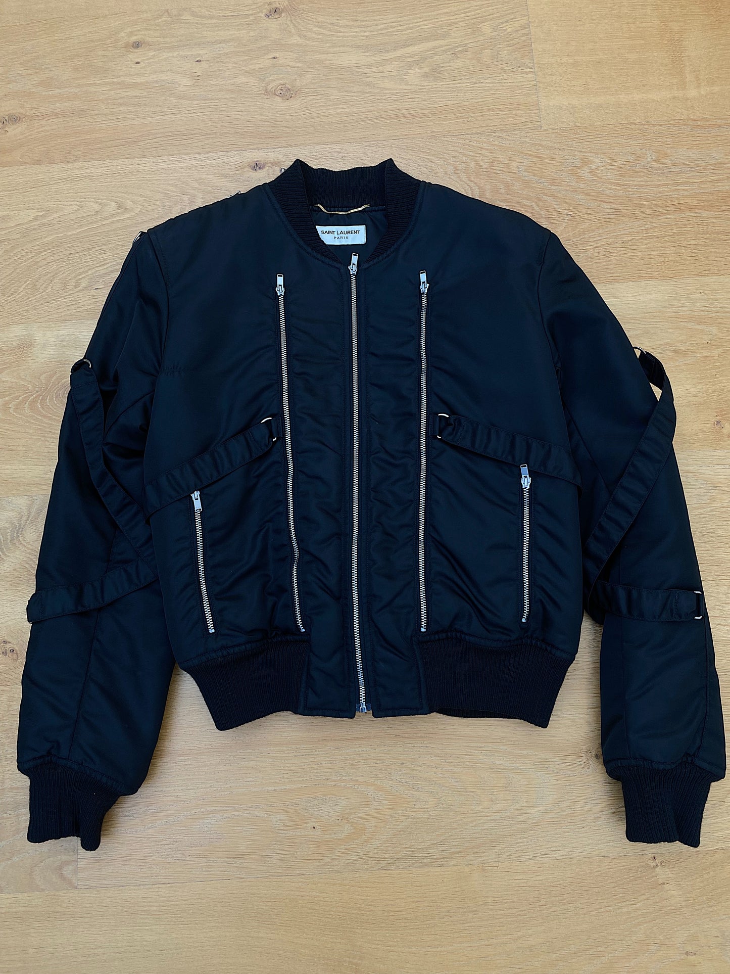 SAINT LAURENT bondage bomber jacket