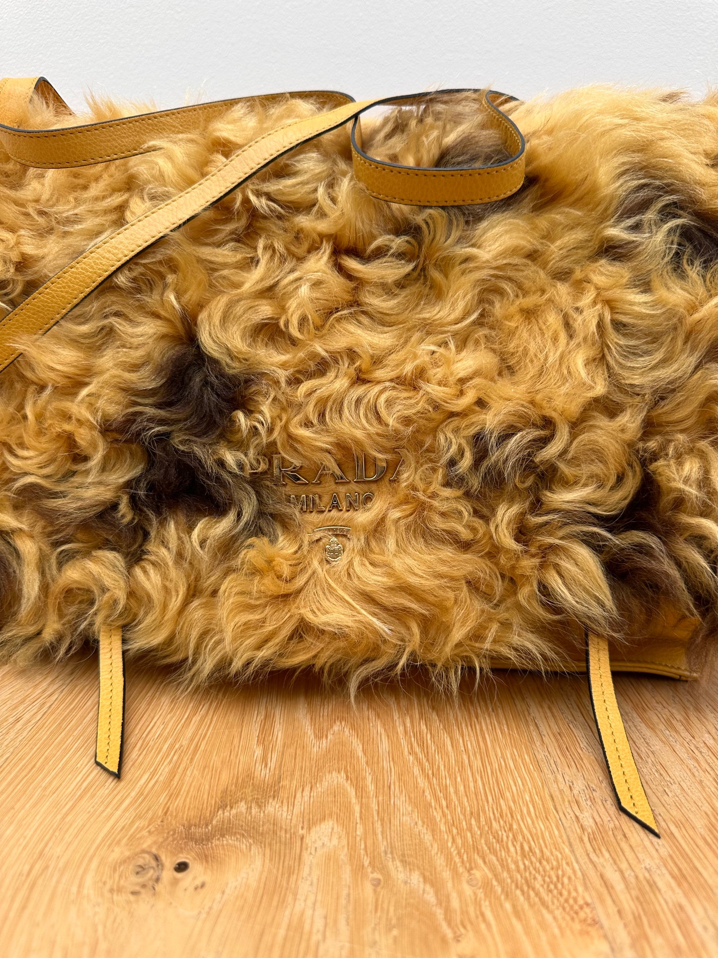 PRADA etiquette shearling bag