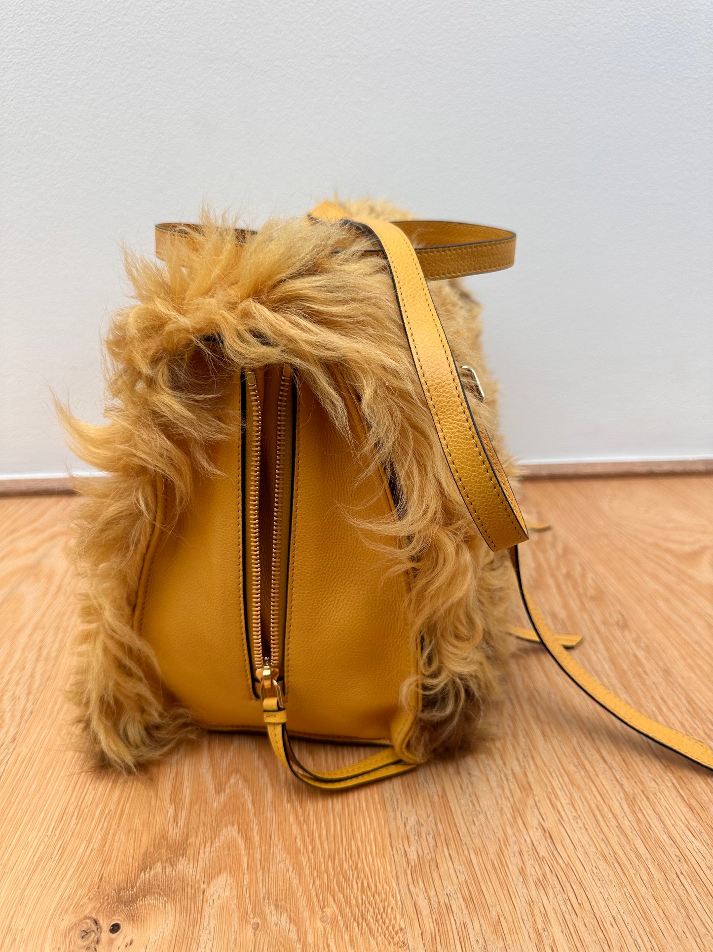 PRADA etiquette shearling bag