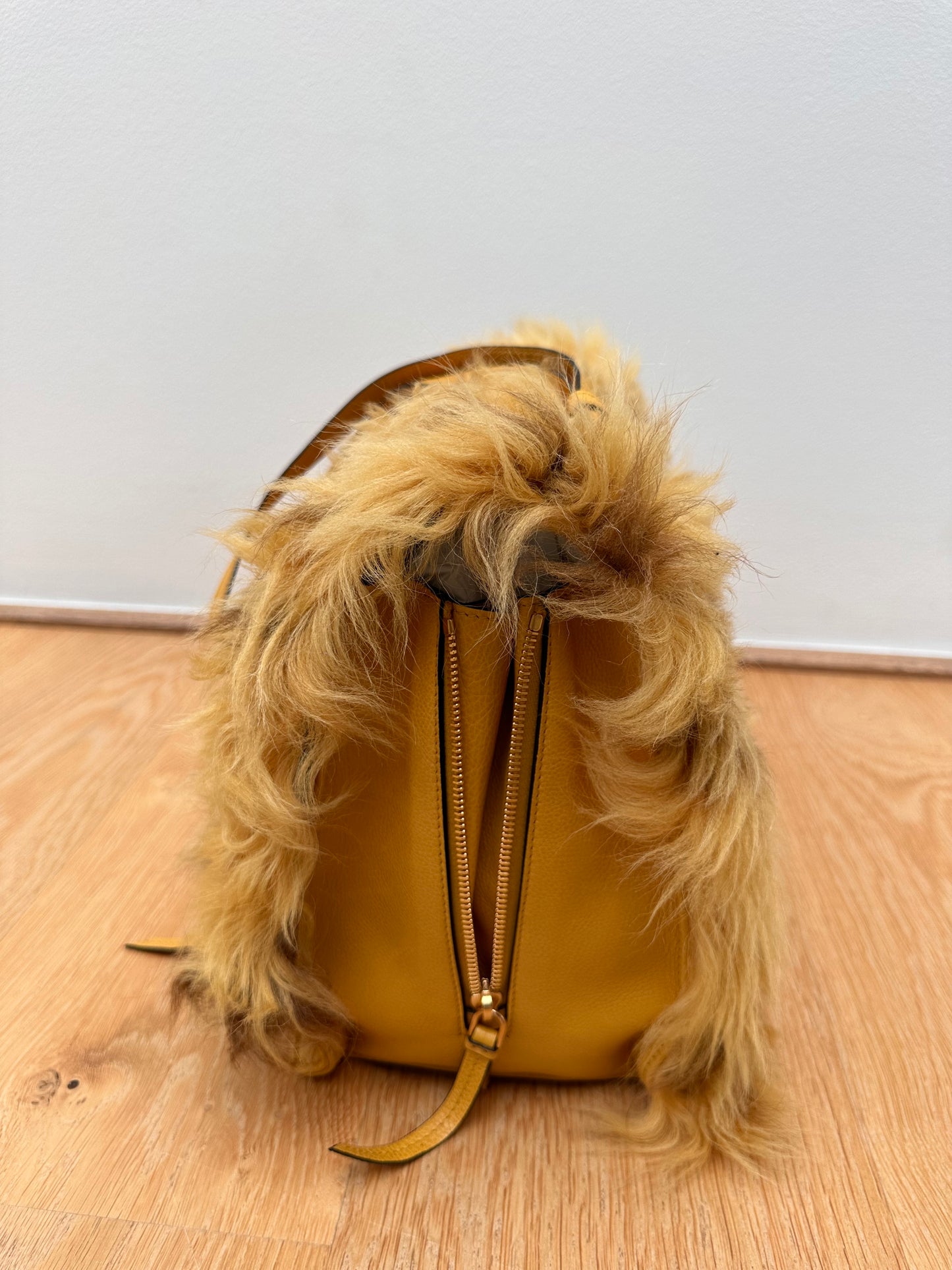 PRADA etiquette shearling bag