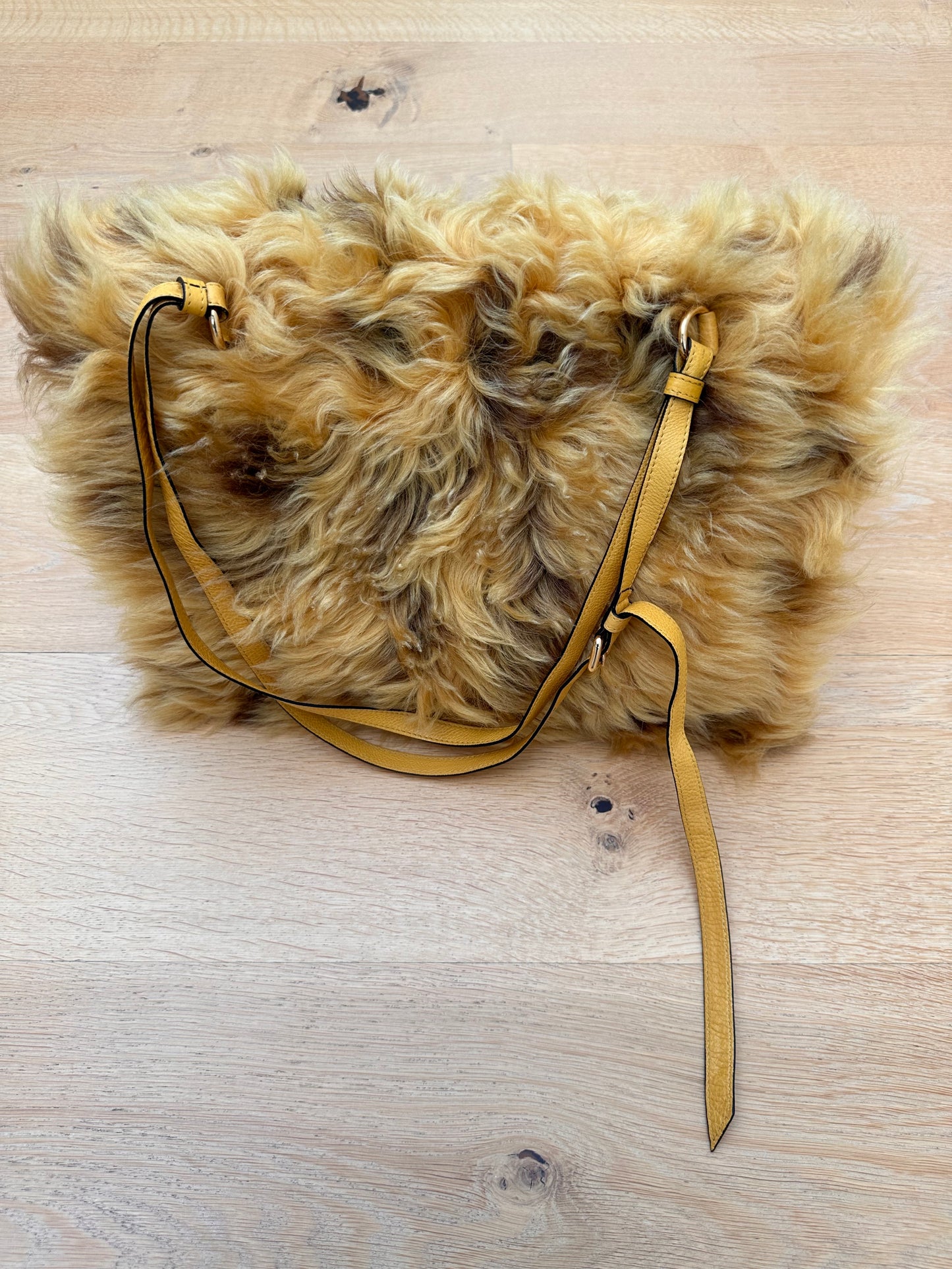 PRADA etiquette shearling bag