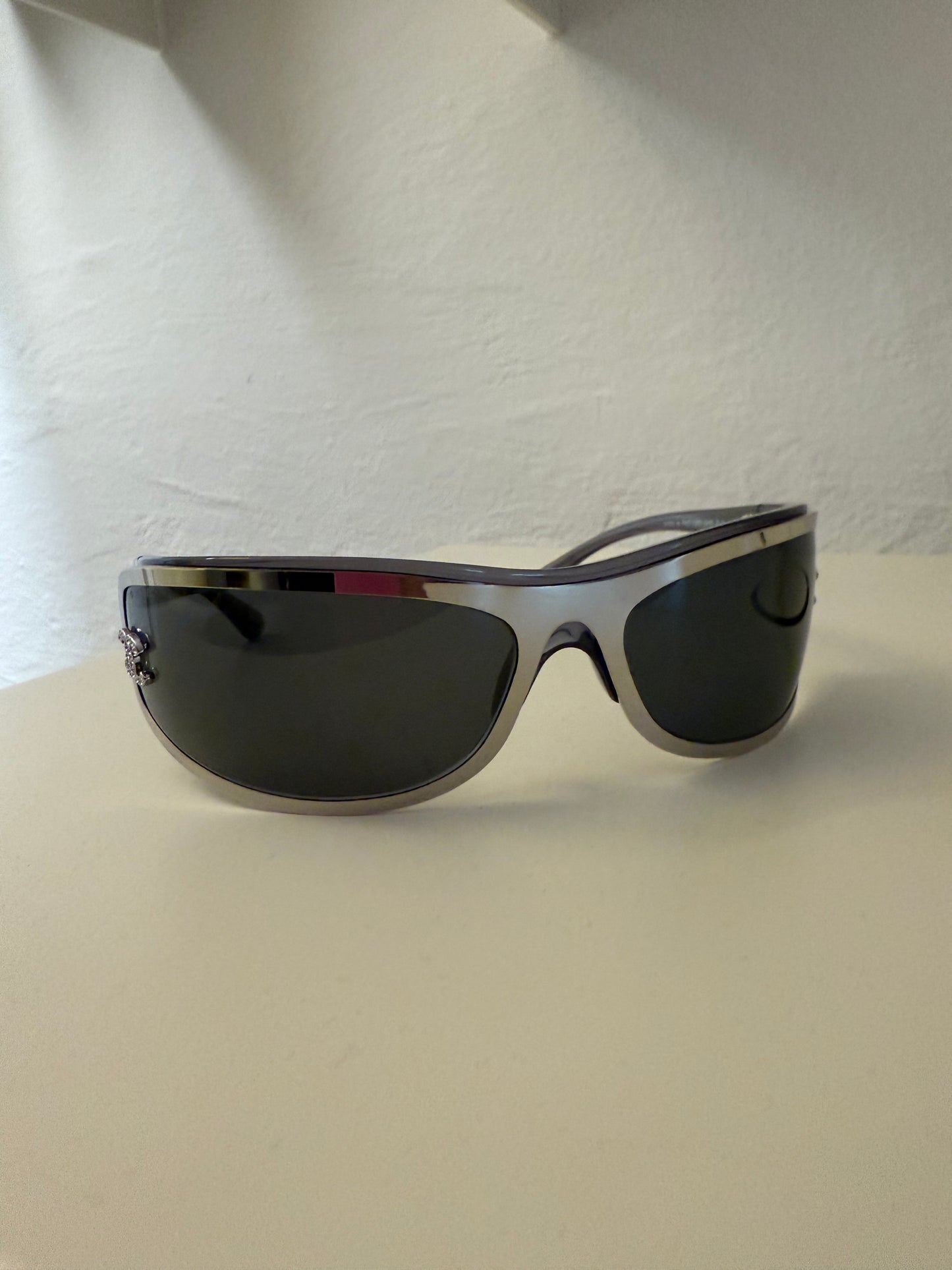 CHANEL silver shield sunglasses