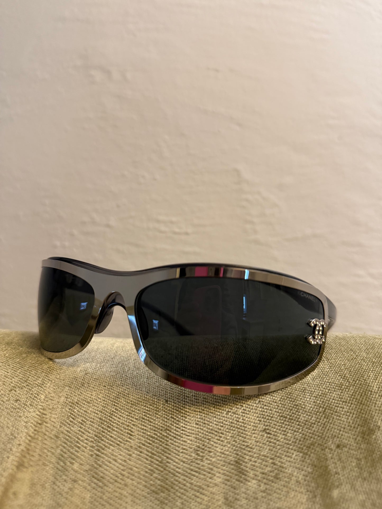 CHANEL silver shield sunglasses