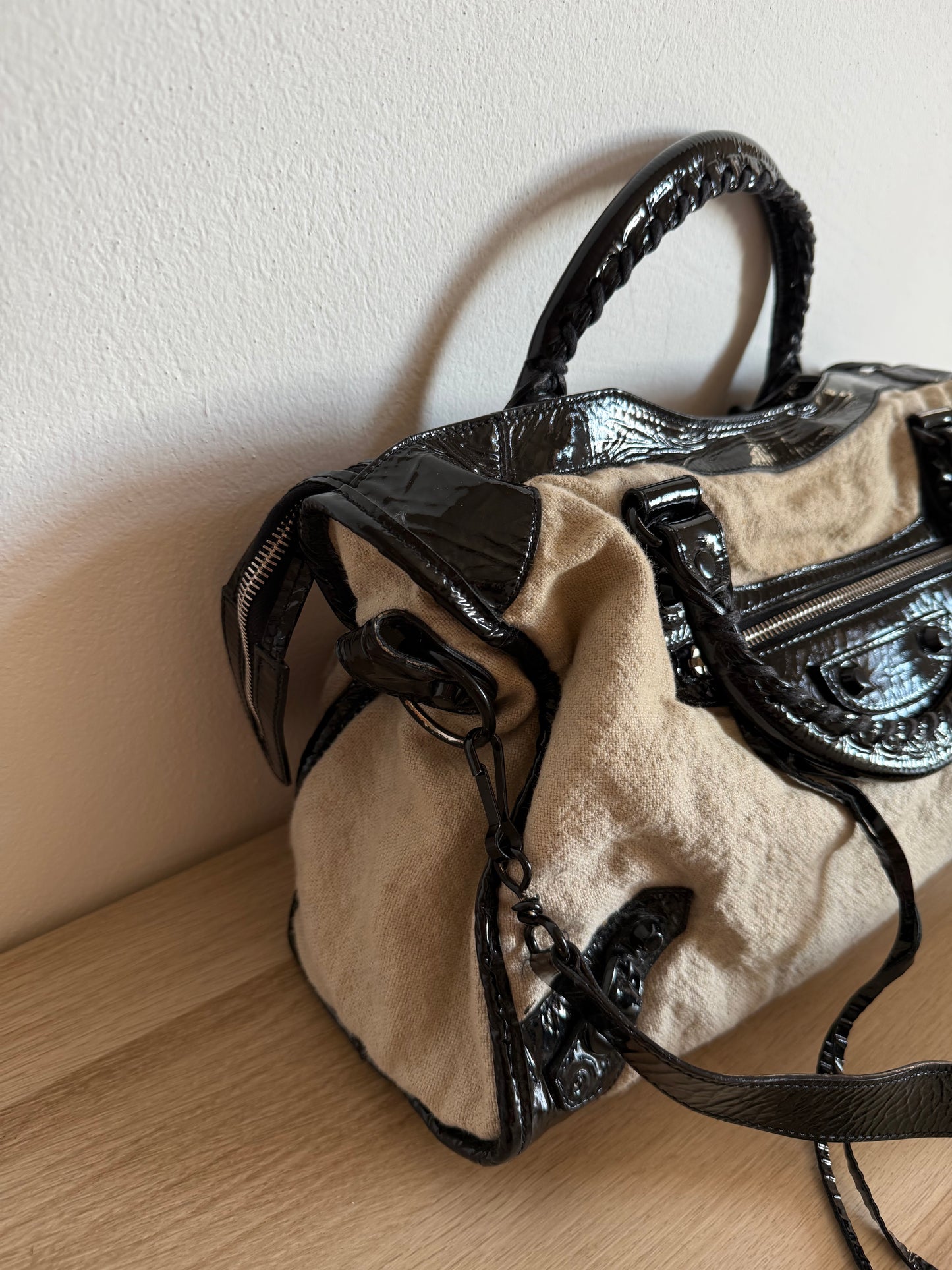 BALENCIAGA linen city bag