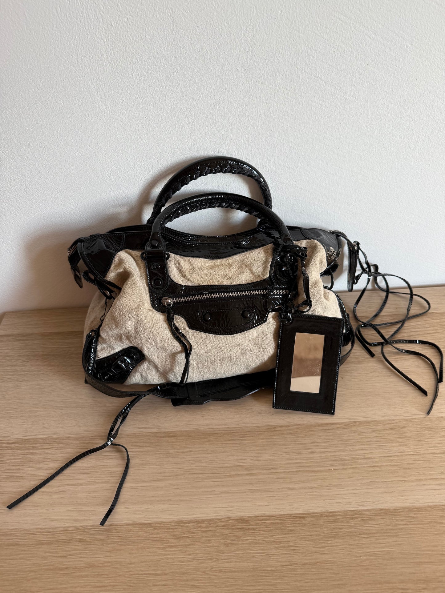 BALENCIAGA linen city bag
