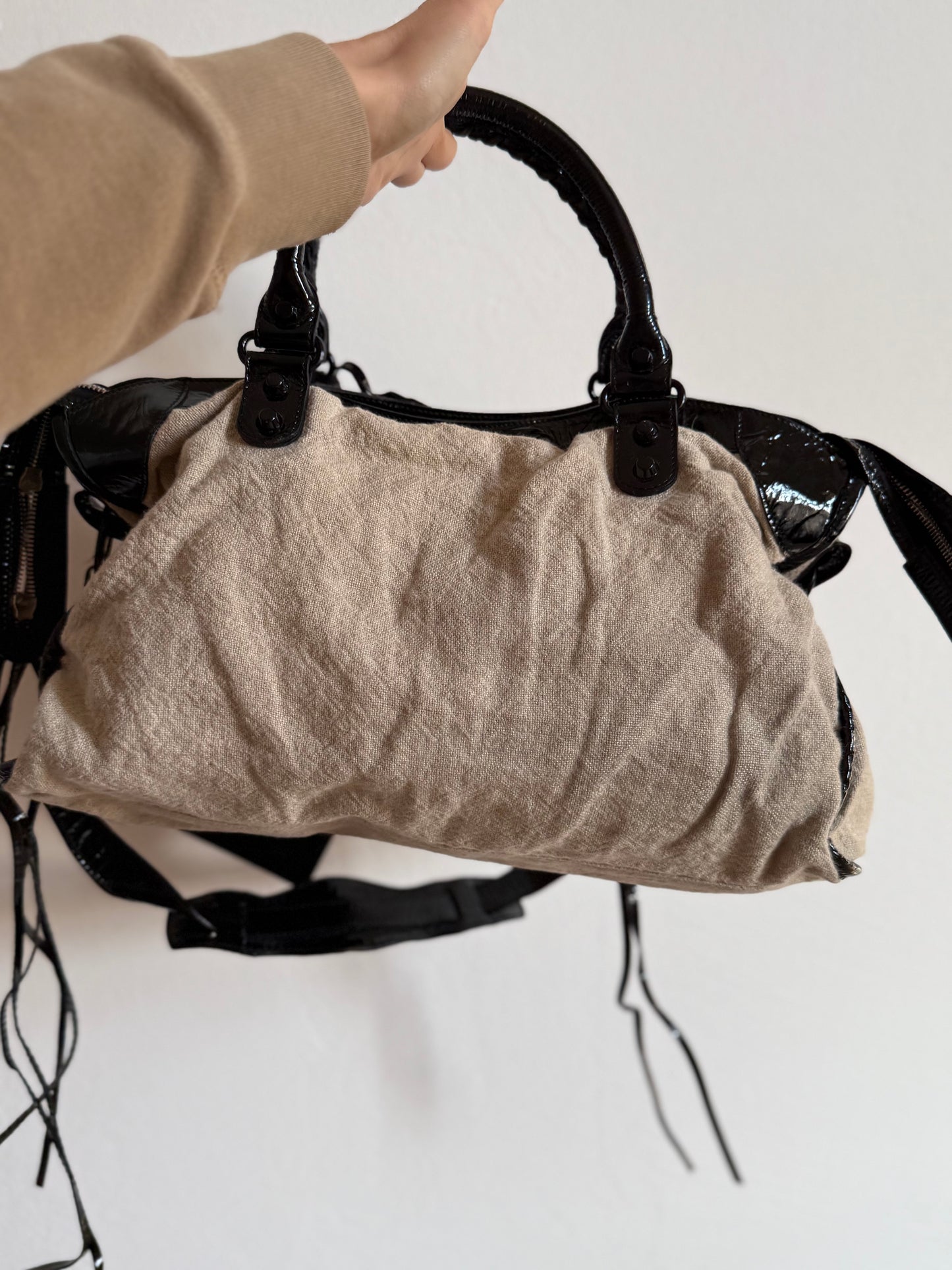 BALENCIAGA linen city bag