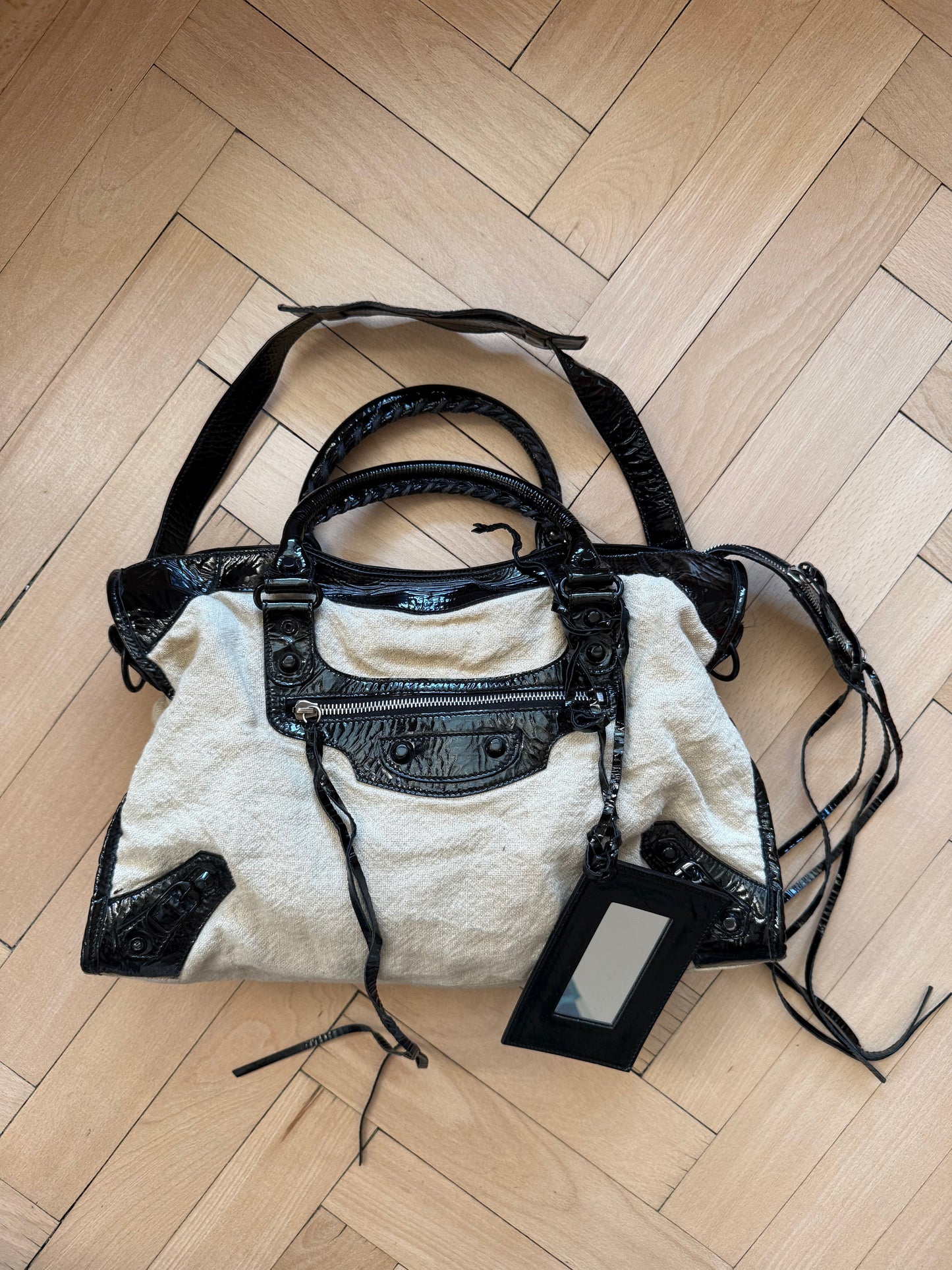 BALENCIAGA linen city bag