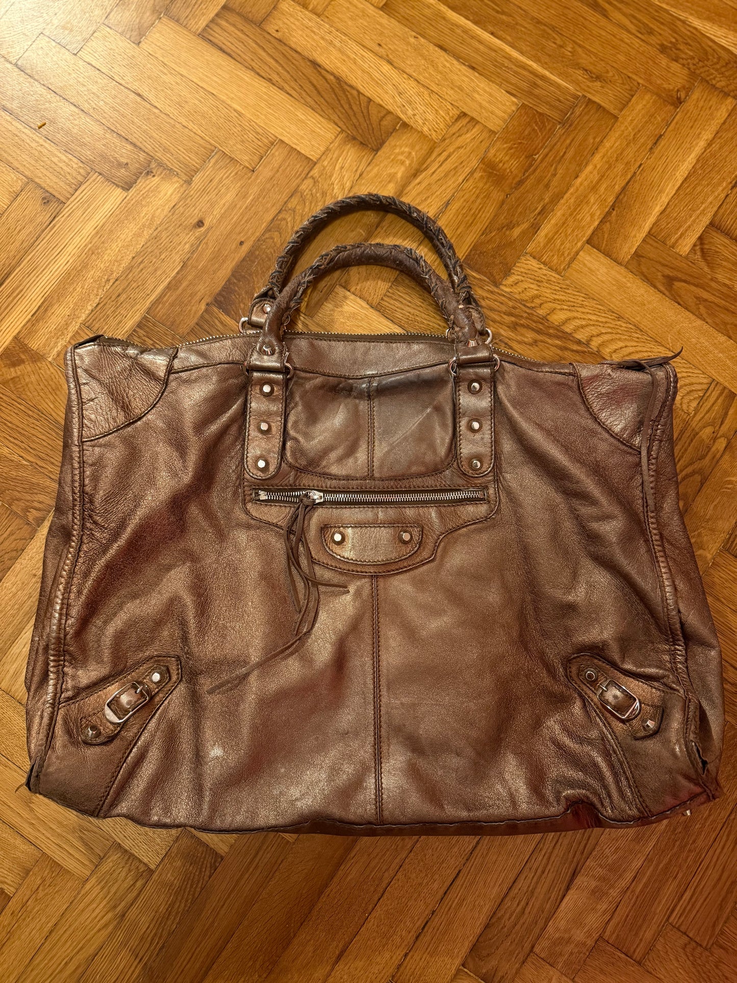 BALENCIAGA brown weekender bag