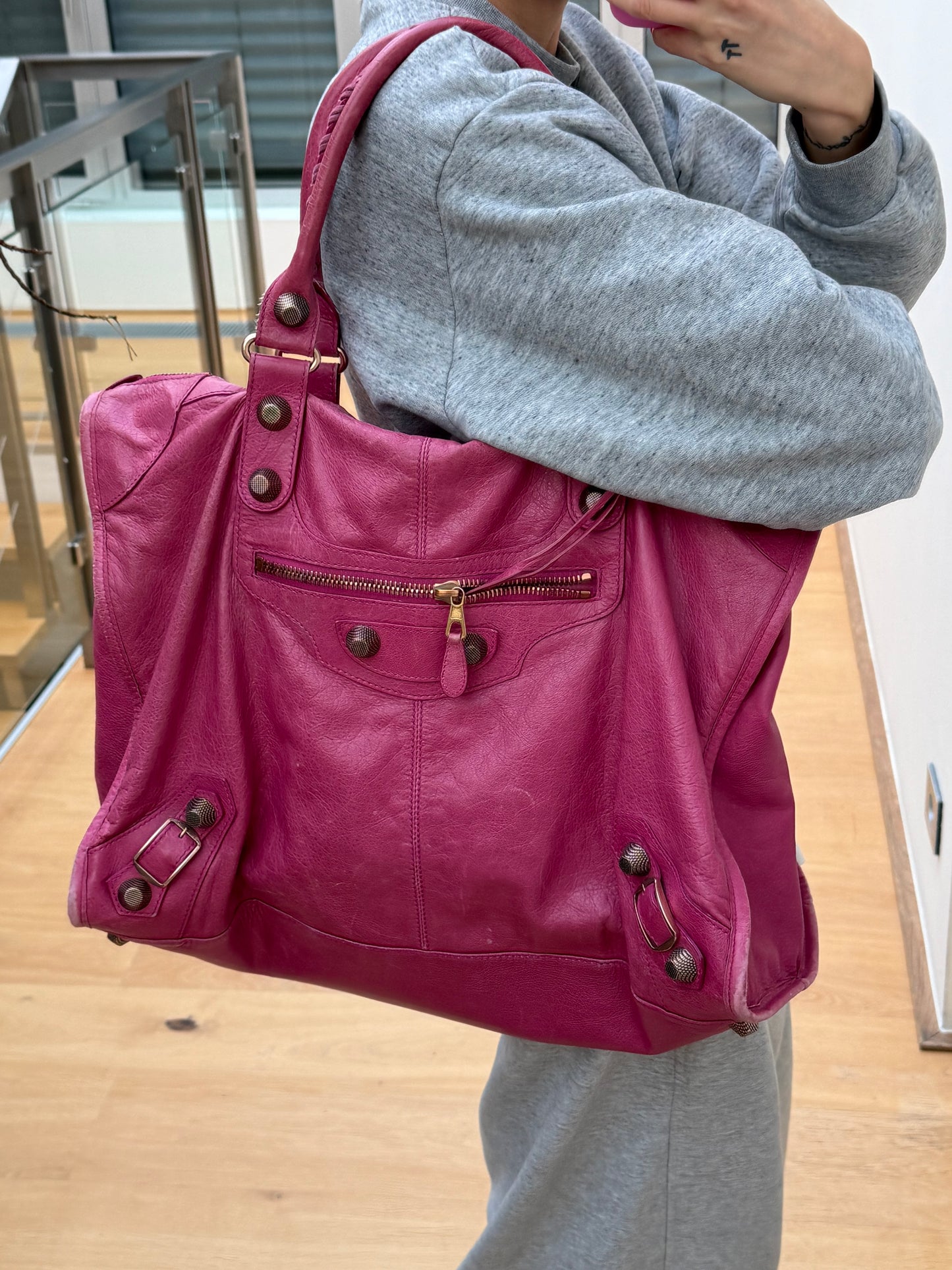 BALENCIAGA large pink weekender bag