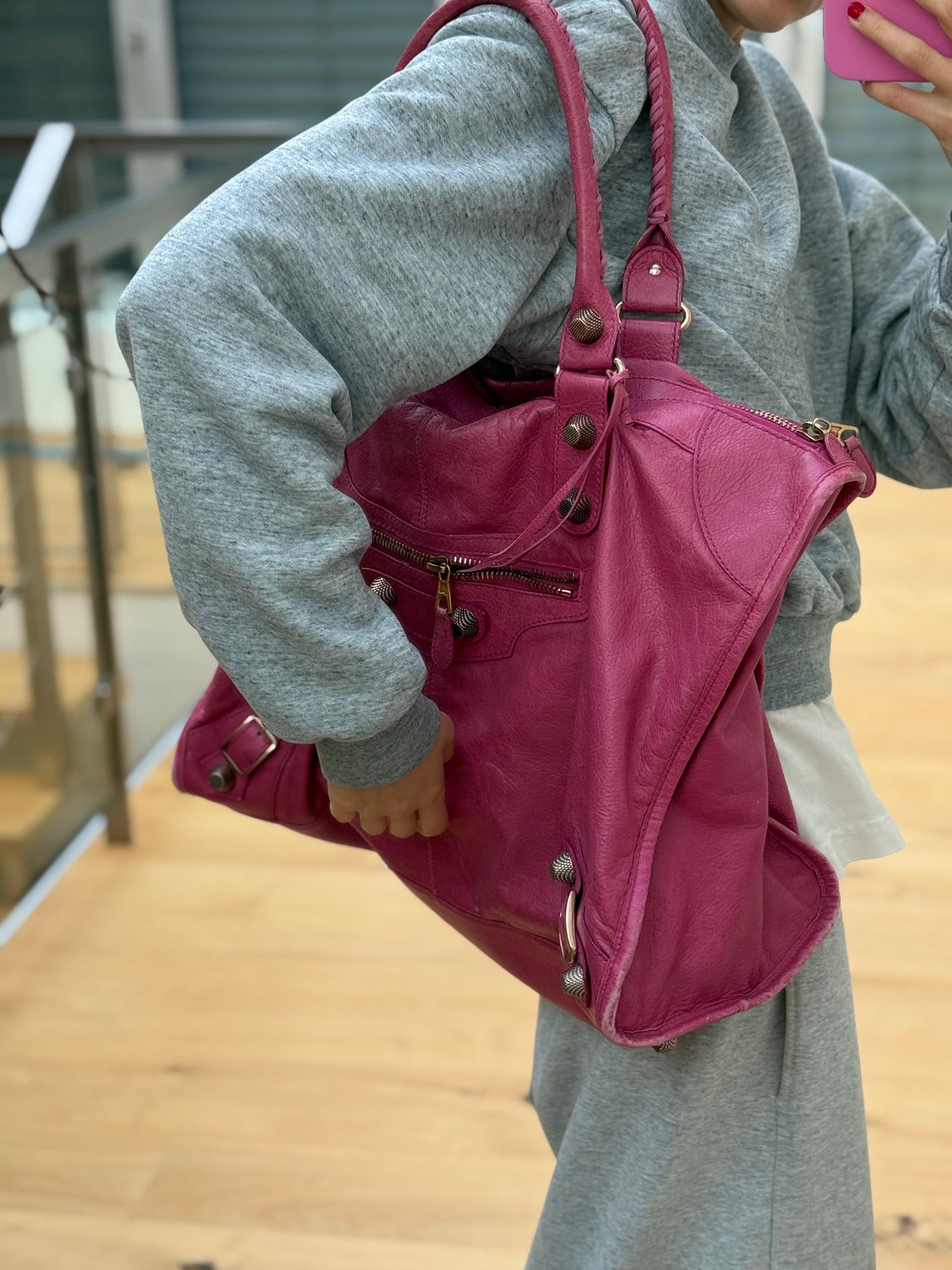 BALENCIAGA large pink weekender bag