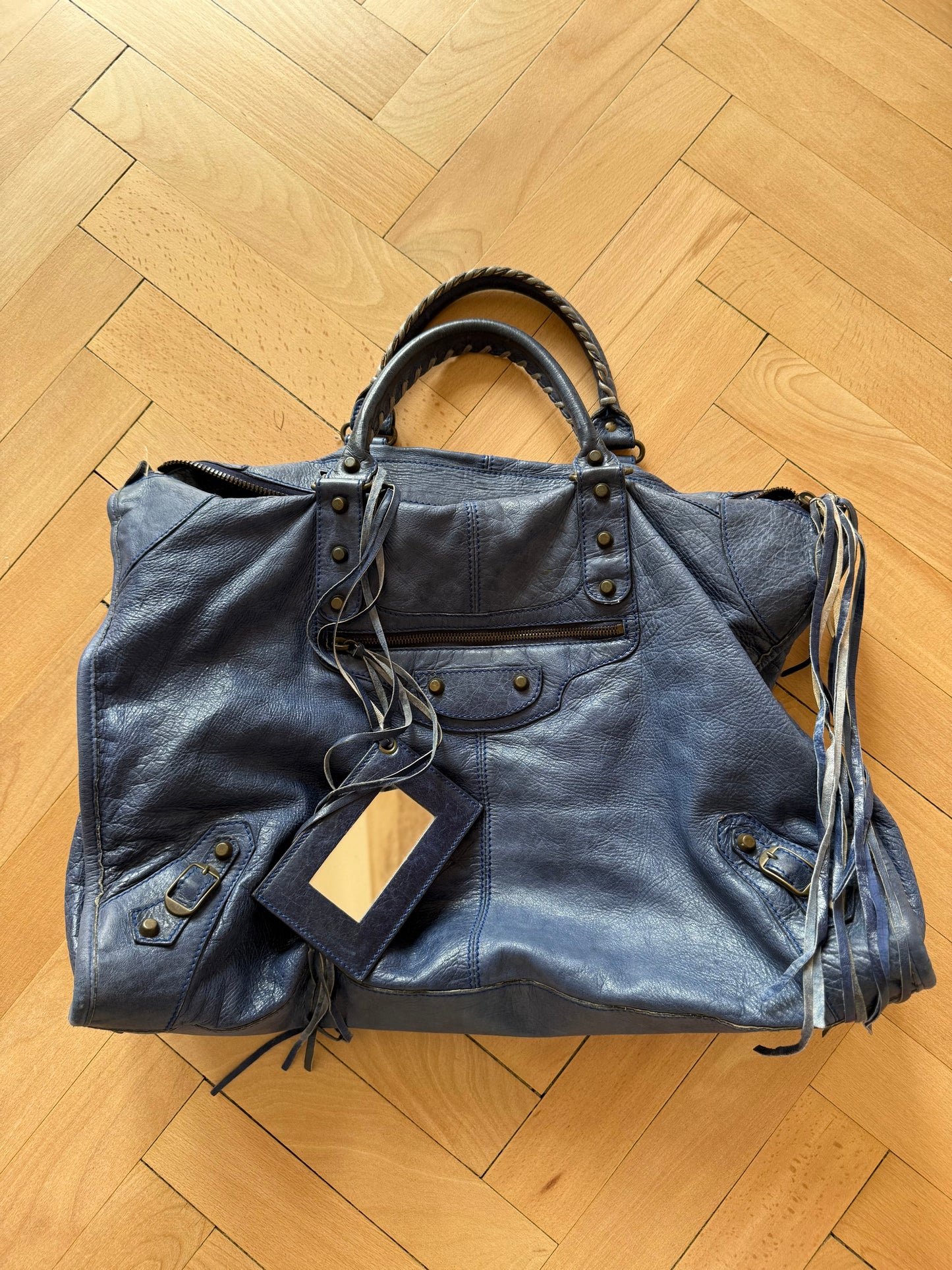 BALENCIAGA blue weekender bag