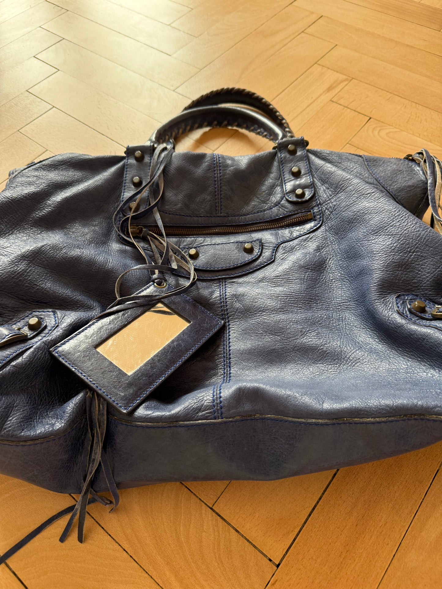 BALENCIAGA blue weekender bag