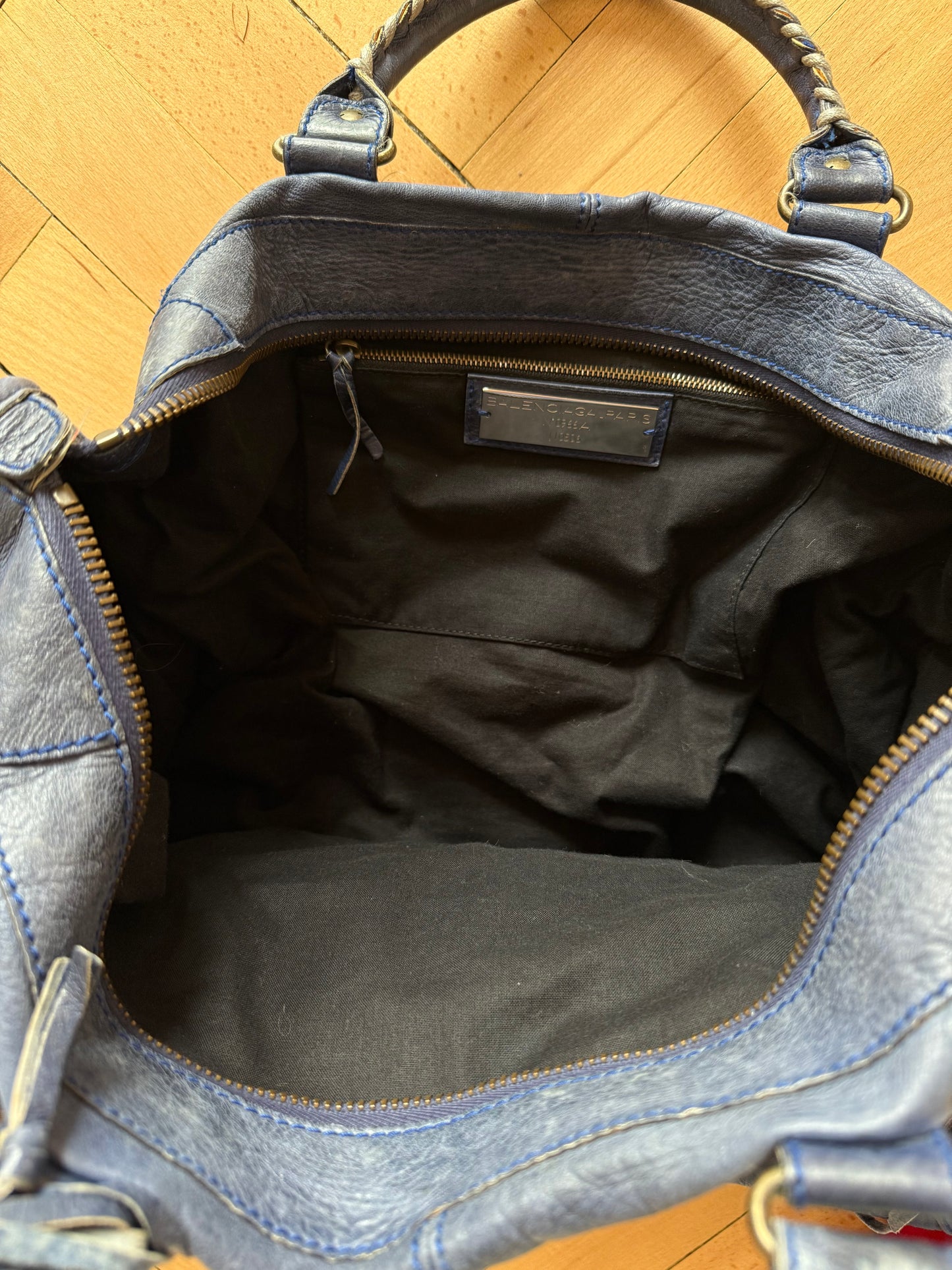 BALENCIAGA blue weekender bag