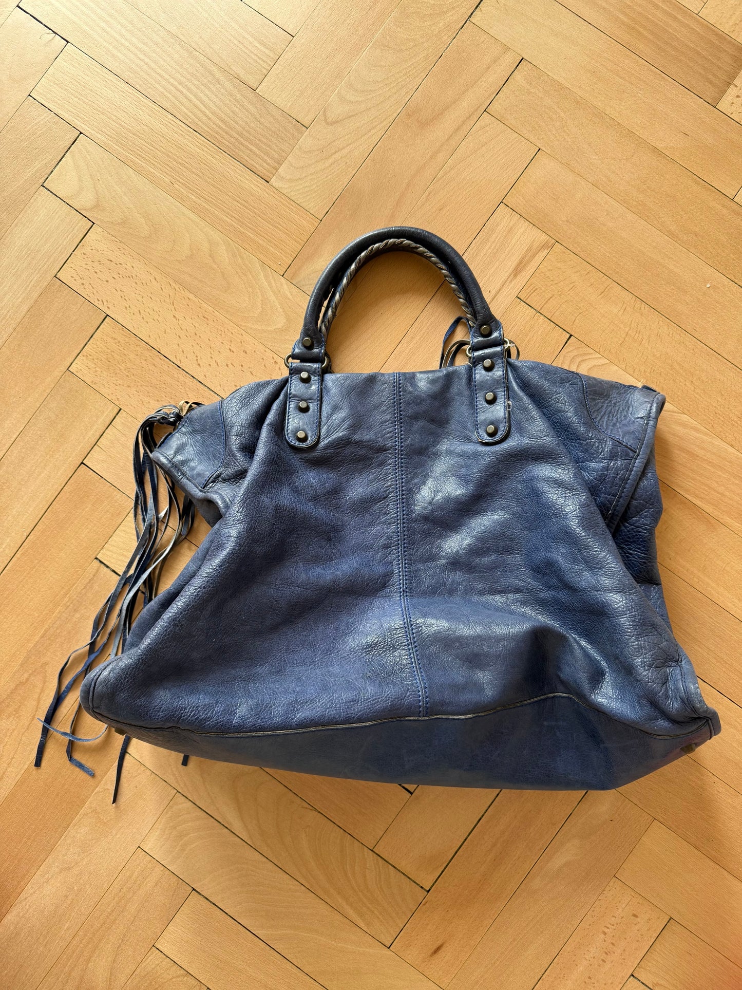BALENCIAGA blue weekender bag