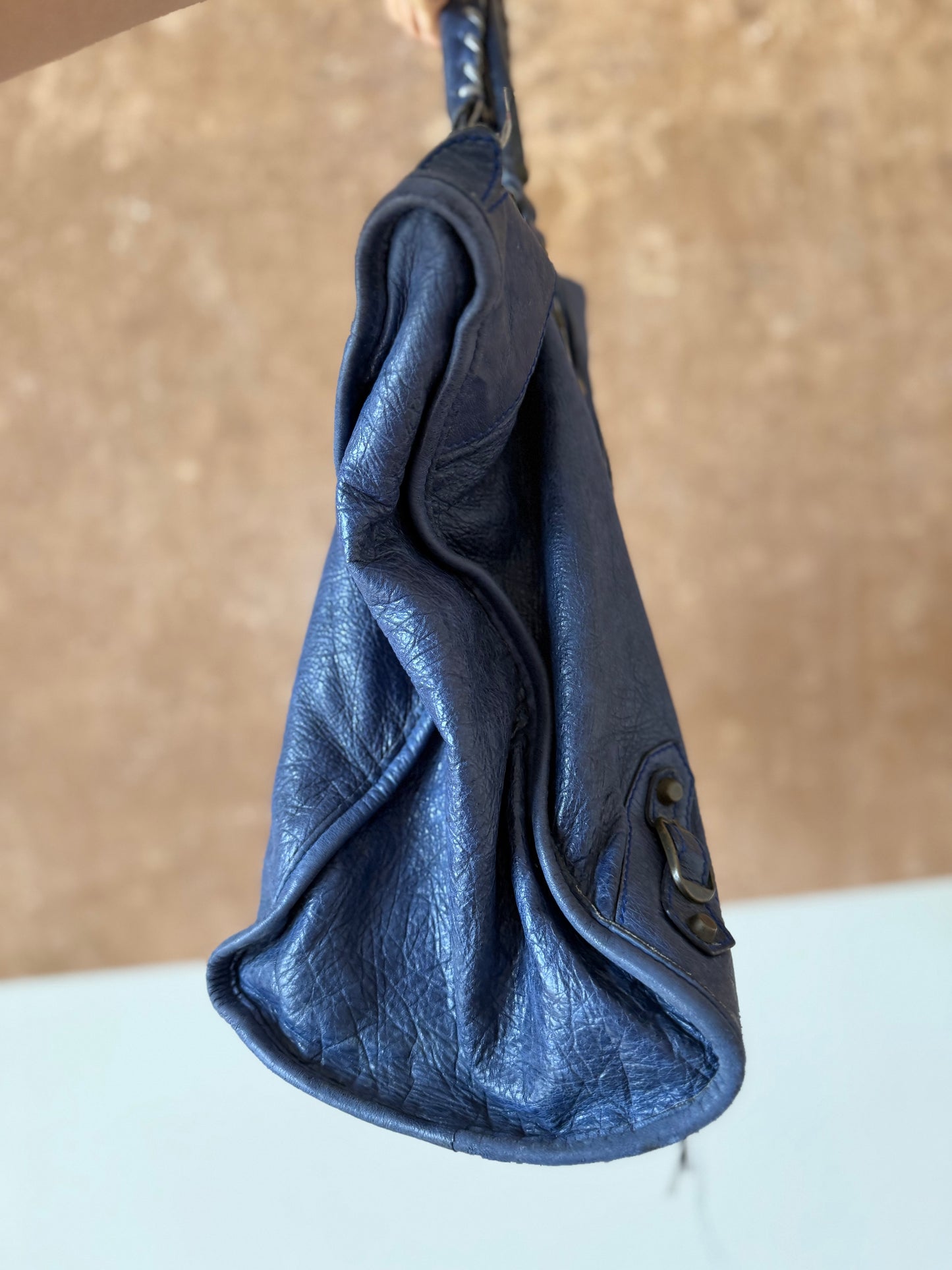 BALENCIAGA blue weekender bag